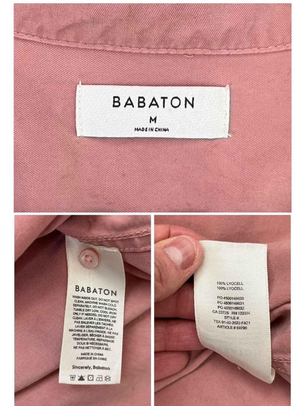 Babaton Dusty Rose Lyocell Utility Button Front Blouse Size M - Picture 8 of 11